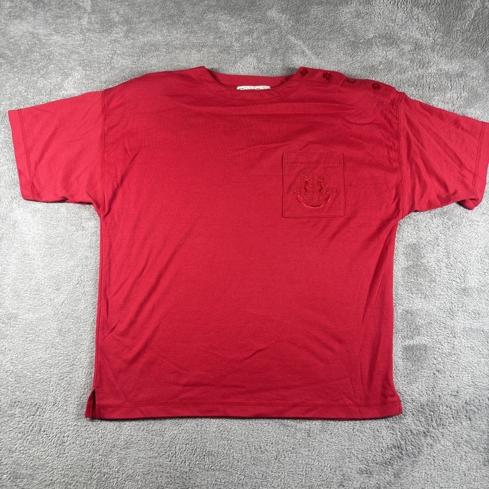 Caren‎ Sport Red T-Shirt Short Sleeve Front Pocket Women's Size Large